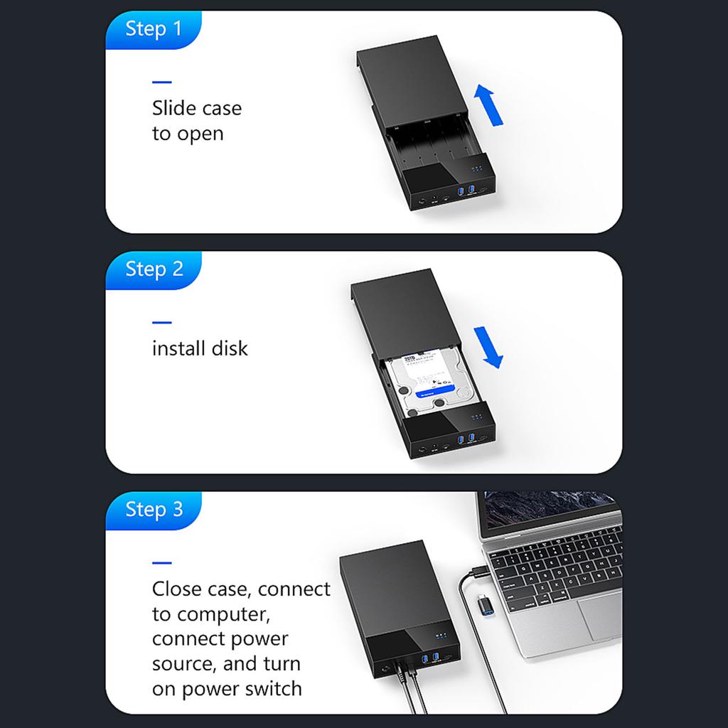 USB 3.0 Externes Festplattengehäuse für 3,5- und 2,5-Zoll-SSD/HDD bis zu 20 TB mit UASP- und TRIM-Unterstützung