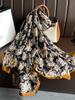 New Elegant Women Silk Scarf Beach Wrap Shawl Vintage Satin Floral Print Sunscreen Bandana Hijab Mujer Boho Scarve Foulard Pareo