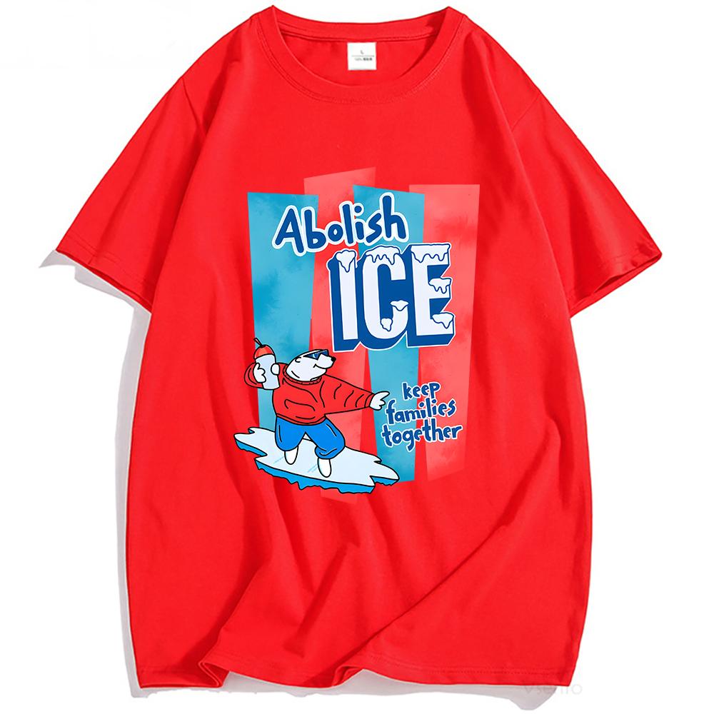 Abolish Ice America T-shirt Summer Short Sleeve Cotton Crew Neck Tshirts Unisex Tee Casual Loose Graphic Printing Tees