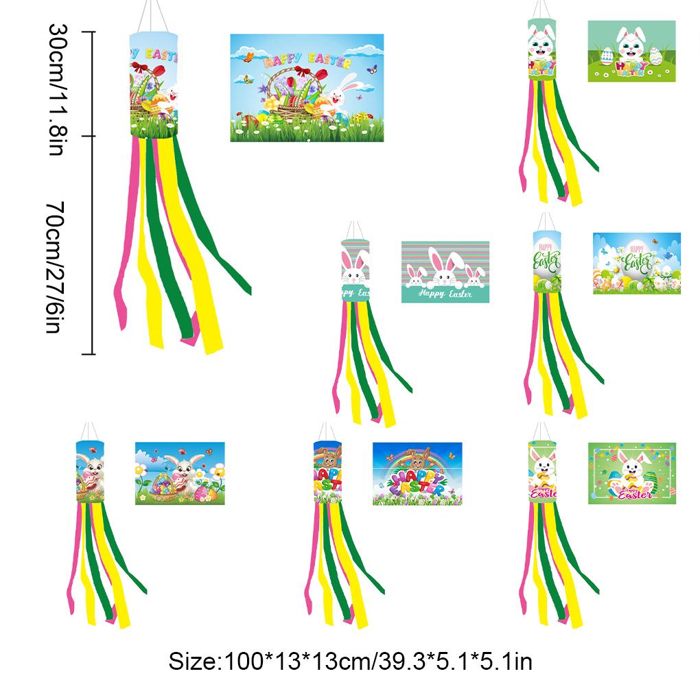 Easter Windsock Outdoor DIY Scene Layout Holiday Ornament Prop Festival Hanging Decor Garden Wind Bag Flag Atmosphere Decoration