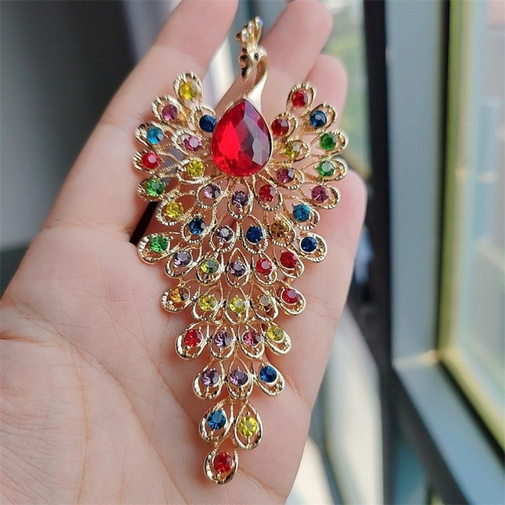 Exquisite Phoenix Brooch Clip Crystal Peacock Badge Pin Vintage Chest Flower Pin Office
