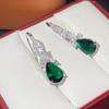Earrings, Luxury Fashion Emerald Zircon Earrings, Retro Water Drop Pear-Shaped Earrings.