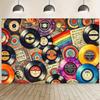 2D Fl Large Retro Vinyl Record Wall Art - 243x182 Cm / 96"x72" Music-themed Background