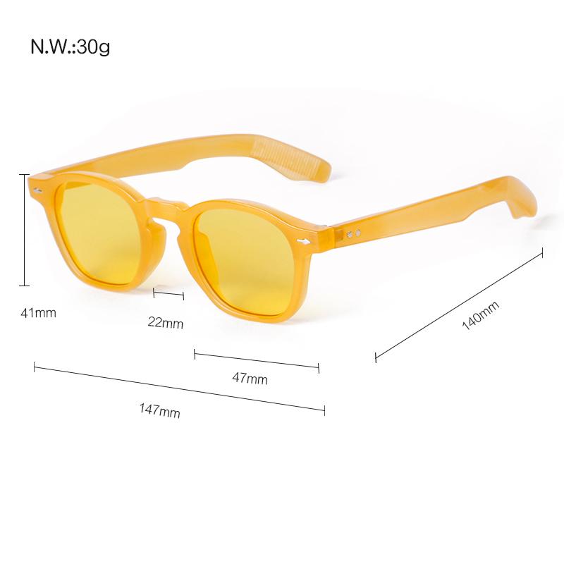 Trendy Retro Yellow Orange Square Sunglasses Women Men Luxury Designer Vintage Rivet Frame Sun Glasses Classic Green Shades
