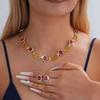 Geometric Necklace Earrings Set Gold-Tone Statement Jewelry Set Earring Matching Set  Formal Event