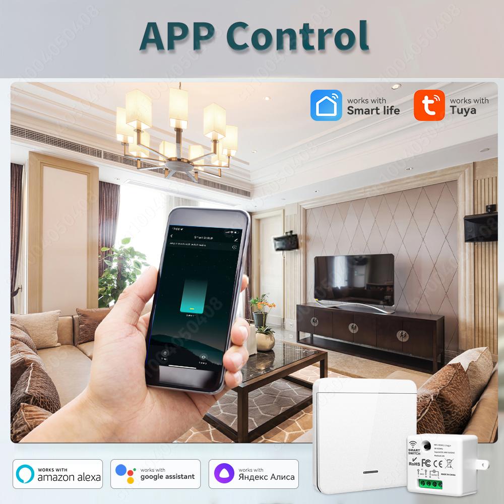 Tuya Smart Home WIFI Relay Module Switch Mini Light RF433MHz Wall Panel Switch Wireless Voice Control Timer Google Home Alexa