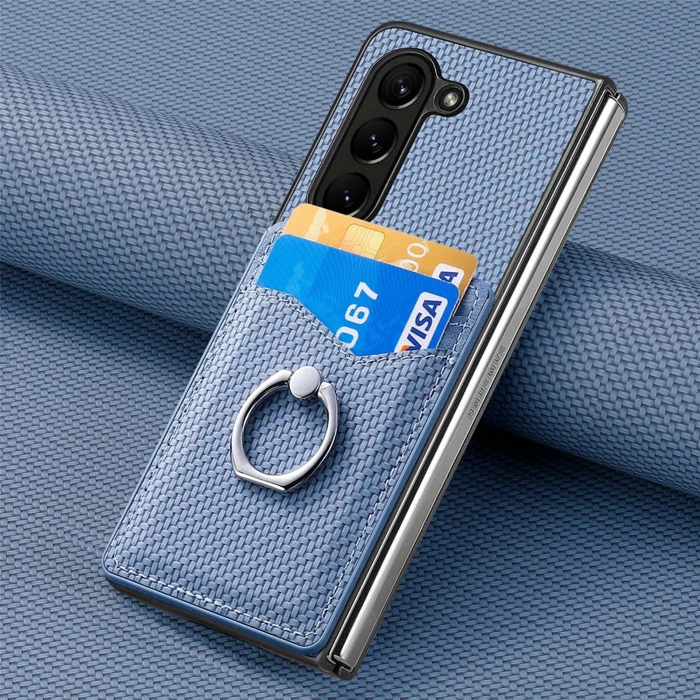 Wallet Phone Case with Credit Card Slot Holder Shockproof Ring Stand PU Leather Cover with Holder for Samsung Galaxy Z Fold 6 5 4 3 2 5G