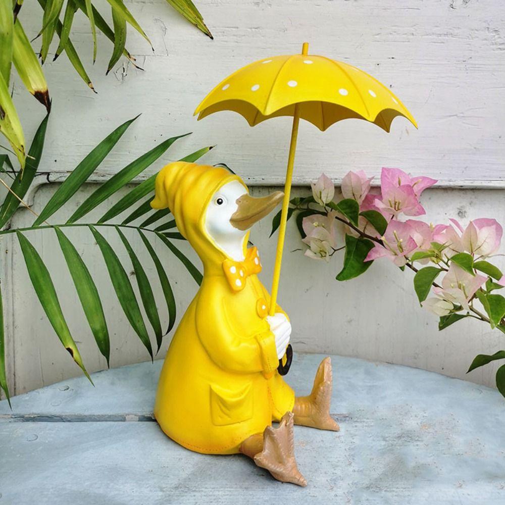 Cartoon Ducks Statue Resin Animal Sculpture Garden Decor Miniatures Figurine  Outdoor
