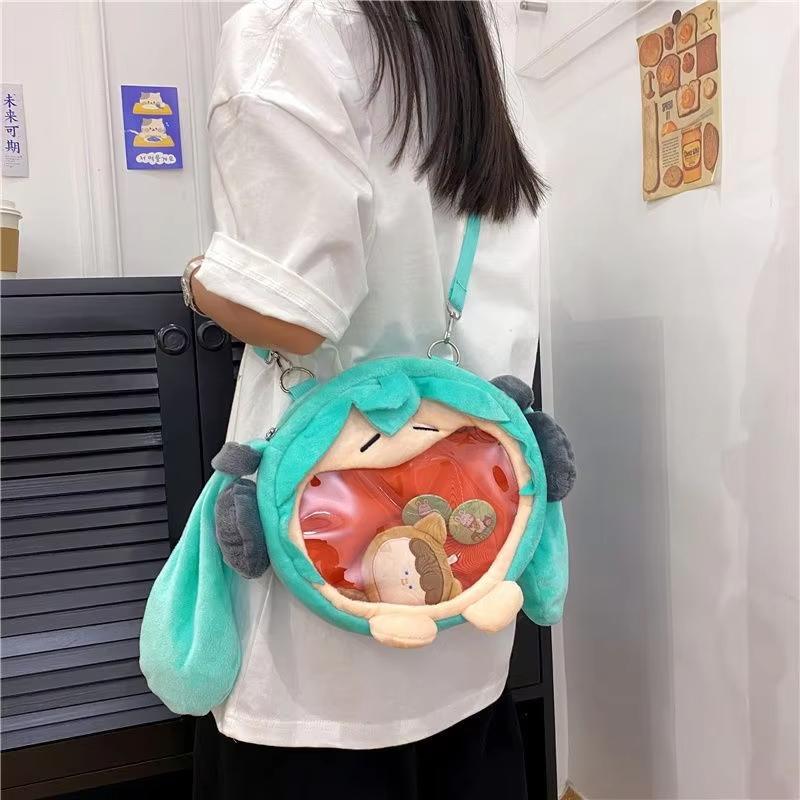 Hatsune Miku Plush Ita Bag Backpack Cute Anime Figure Transparent Window Shoulder Bag for Fans Cosplay & Daily Use