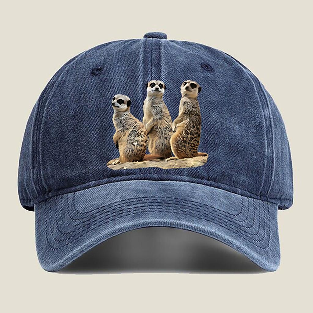 Erdmännchen-Trio Wildtier-Fandom, Süße Vibes verbreitend Gewaschene Baseballkappe Outdoor Für Damen Unisex FeUnisex Mode Dad Hat Hip Hop