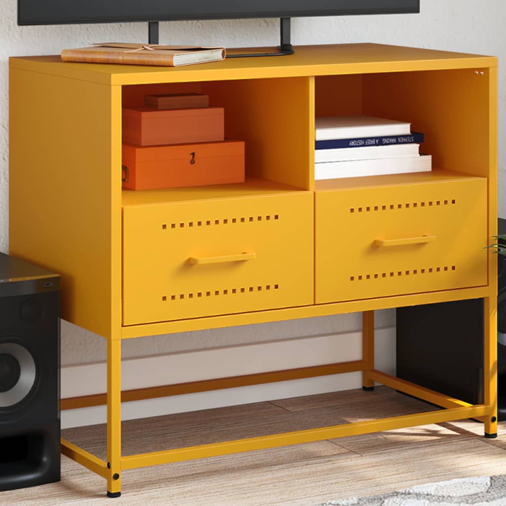 TV Stand Mustard Yellow 68 X 39 X 60.5 Cm Steel