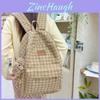 Plaid Pattern Backpack For High School And College Students With Large Capacity And Relief Features
