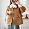 Plus Size Women Thickened Suede Casual Warm Commuting Cardigan Coat