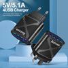 Multi-Port USB Fast Charger QC3.0, 4 Ports, 5V/9V/12V, Compatible with EU/US/UK/AU Standards
