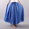 Women's Elegant High Waist Linen Maxi Skirt Summer Ladies Casual Elastic Waist 2 Layers Skirts Saia Feminina