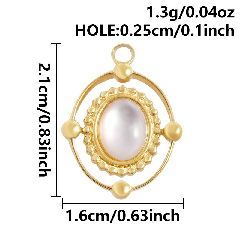 2pcs White Shell Oil Dripping Charm Real Gold Plated Love Round Water Droplet Stainless Steel Charms For Jewelry Making Supplies