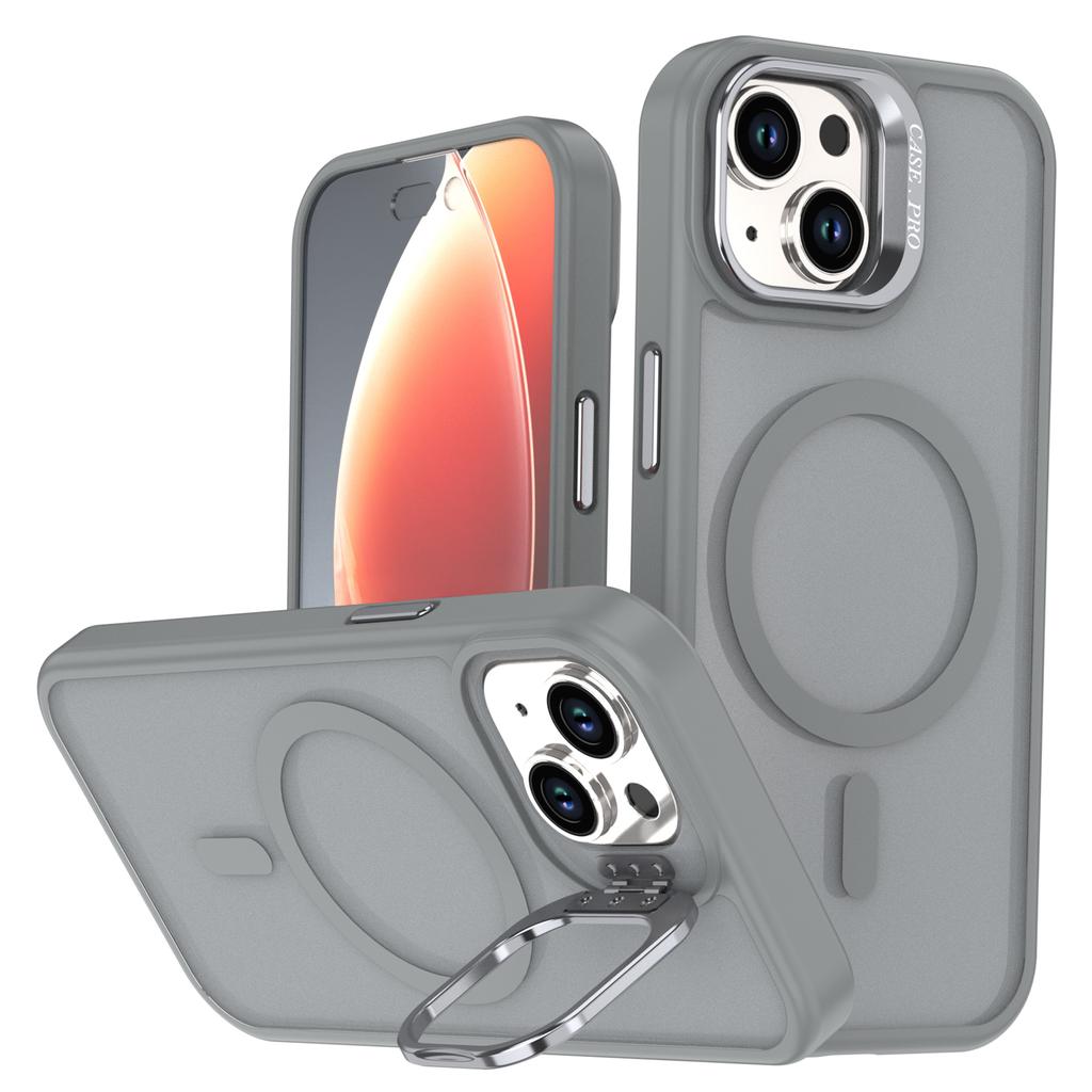 For iPhone 14/13 Case Foldable Kickstand Matte PC + TPU Phone Cover Compatible with MagSafe