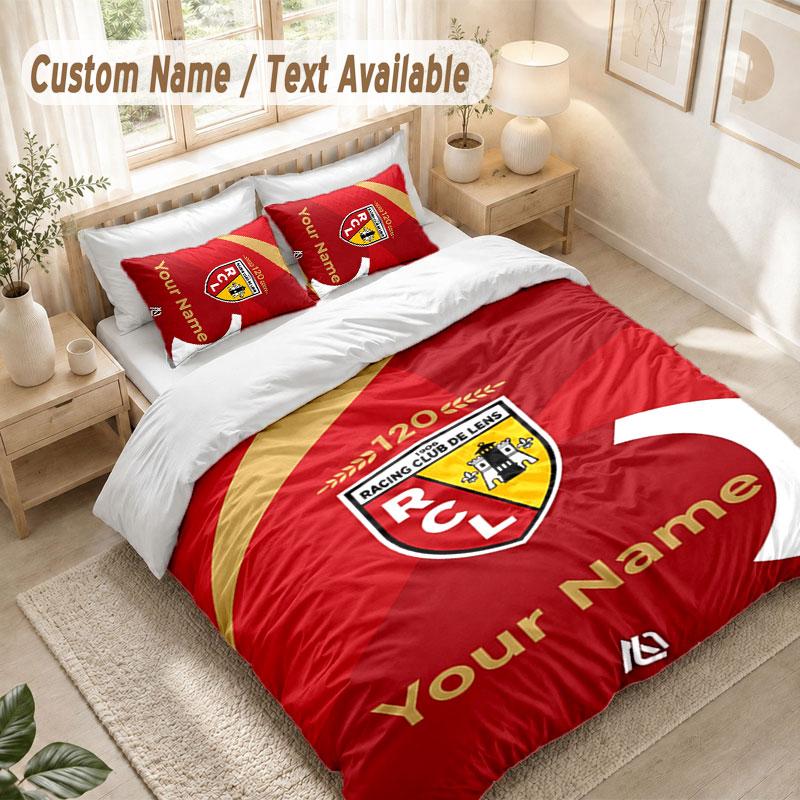 Custom Name Bedding Set 3 Piecesracing club de lens Print Duvet Cover + 2 Pillowcases Soft Bed Decor
