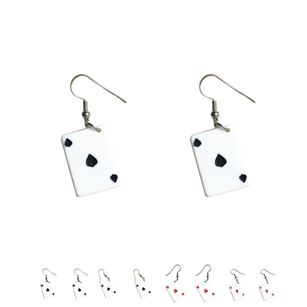 Women Funny Playing Card Drop Earrings Interesting Personlized Ear Hook Teenages Christmas Gifts Jewelry Eardrop