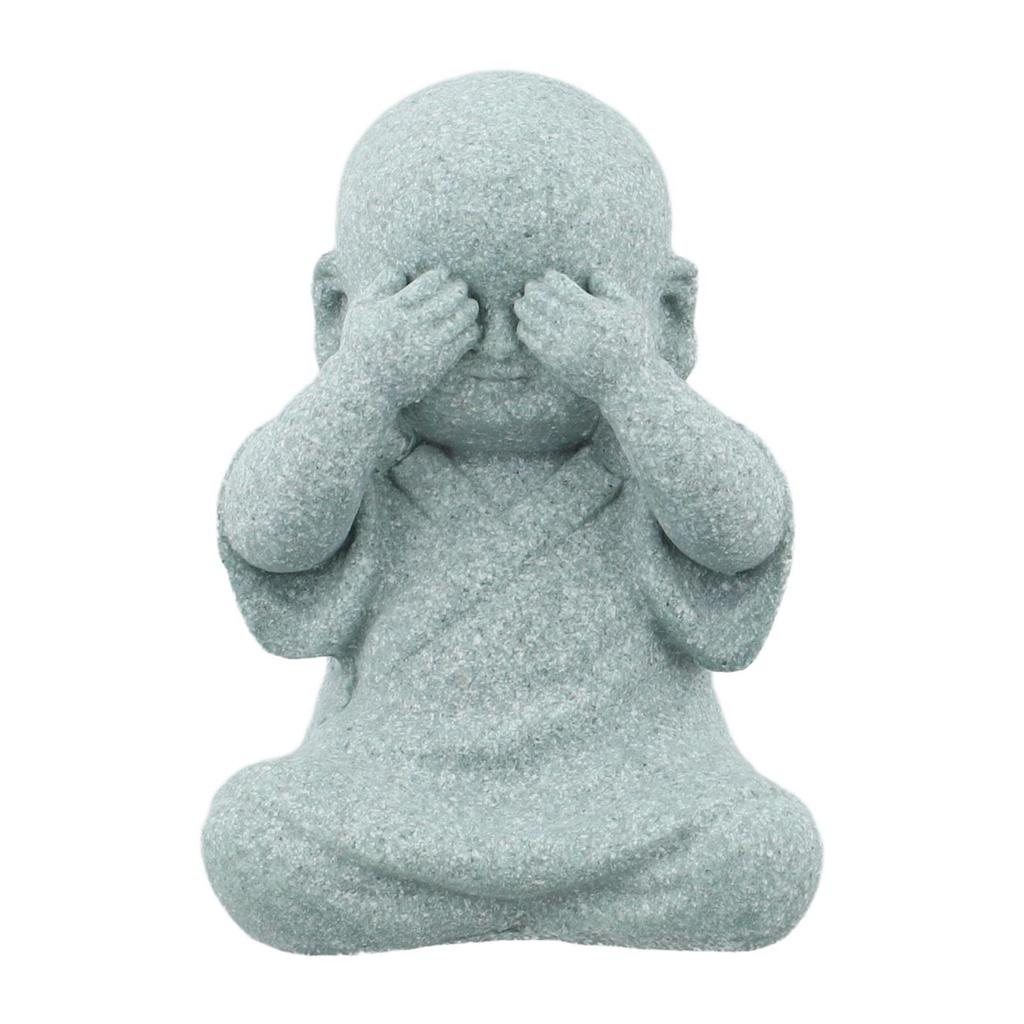 Set of Small Buddha Monk Figurines In Resin Featuring See Speak Hear No Evil Motif for Garden and Indoor Decoration