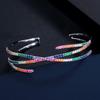 S0155 Creative Personality Women'S Open Bracelet Micro-Inlaid 3A Color Zircon Jewelry