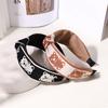 Vintage Print Wool Satin Patchwork Headband for Women Ladies Shopping Party Photograph Hair Hoop Accessories