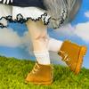 niannyyhouse 15cm Plush Doll High-Top Shoes, for 16 BJD, Doll Dress-Up Accessory, 2 Pairs Set (White + Beige)