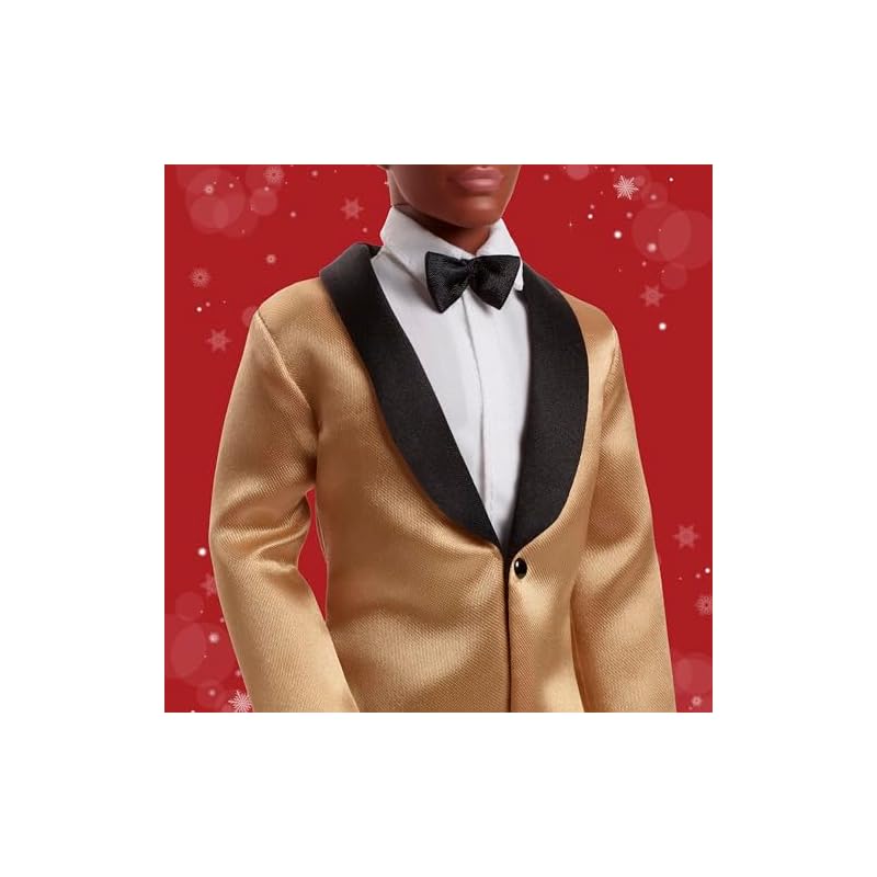 Barbie Holiday Ken, Dark Brown Hair, Signature Black Dress-Up Doll, House, Pretend Play, Ages 6+, Gold, JGK57
