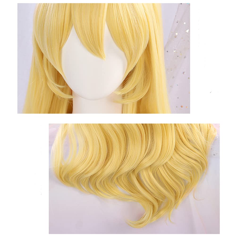 Cosplay Long Perfect for Parties and with 3 Bonus and Memo Pad Heat-Resistant Wig, "Second Castle," Gold, Hair, Costumes, Items Net, Hairpins,