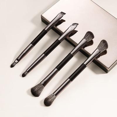 SIMBLER - Set of 4: Travel Dual Head Eye Makeup Brush with Case