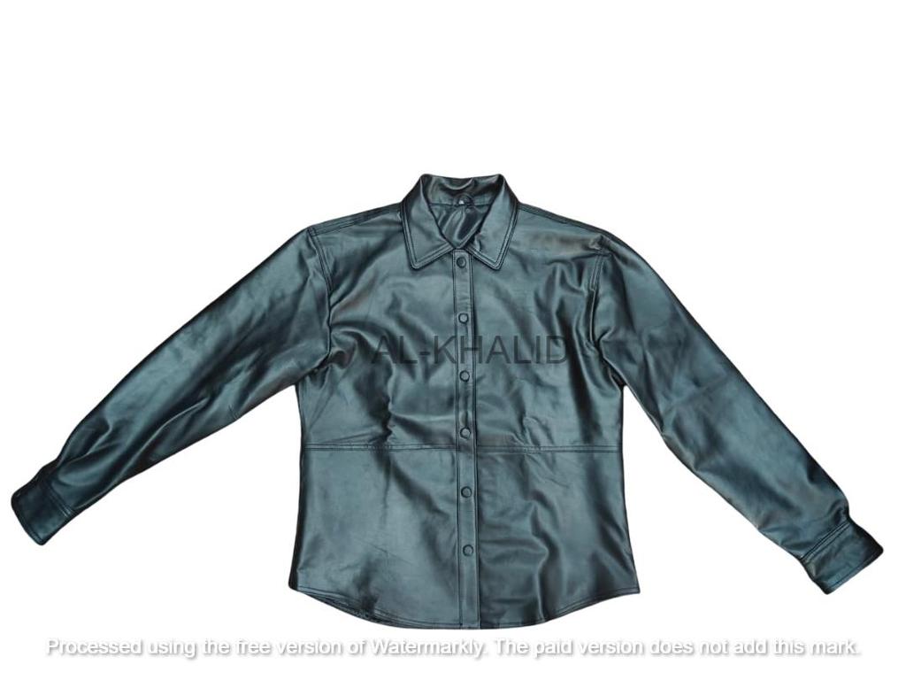 Handgemachtes echtes Lammleder weiches Damen schwarzes Hemd lässig stylisch Biker