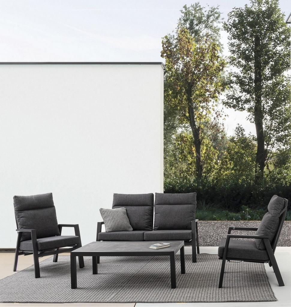 Garden Coffee Table 120X70Cm Bolzano Canvas Aluminum Anthracite