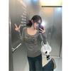Women's Retro Slim Fit U-Neck Long Sleeve T-Shirt - Early Spring Base Layer