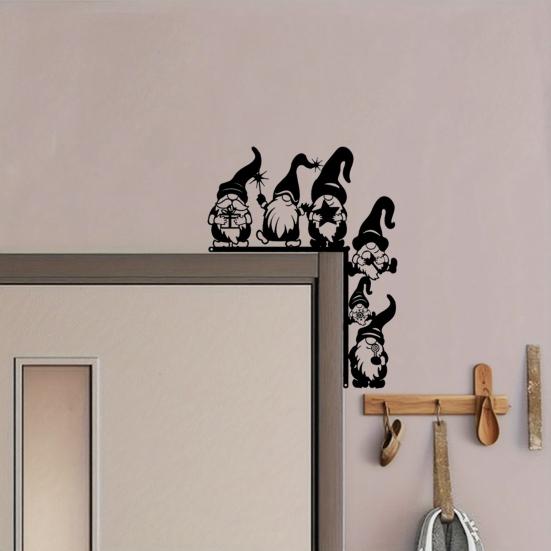 Christmas Gnome Door Frame Decoration Iron Faceless Dwarf Door Corner Sign Hollow Elf Front