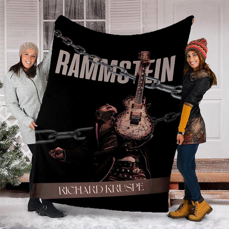 1pc Rammstein1 Theme Blanket - Digital Print, Polyester, Cozy for All Seasons, Perfect for Outdoor, Camping, and Travel