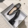 Womens Spring Fairy Style 2025 Chunky Heel Leather Shoes Soft Lowcut Medium Heel Plus Sizes 4143