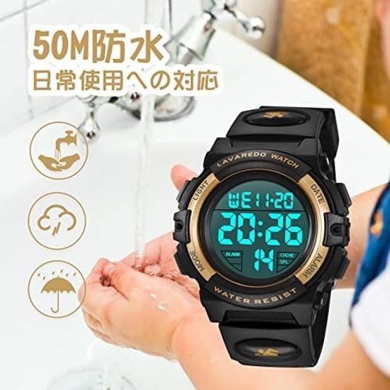 Childrens Wristwatch Kids Digital Boys Sports Watch Waterproof Multifunctional 50 Meters LED Display Alert Stopwatch Date Day Week Outdoor Entrance