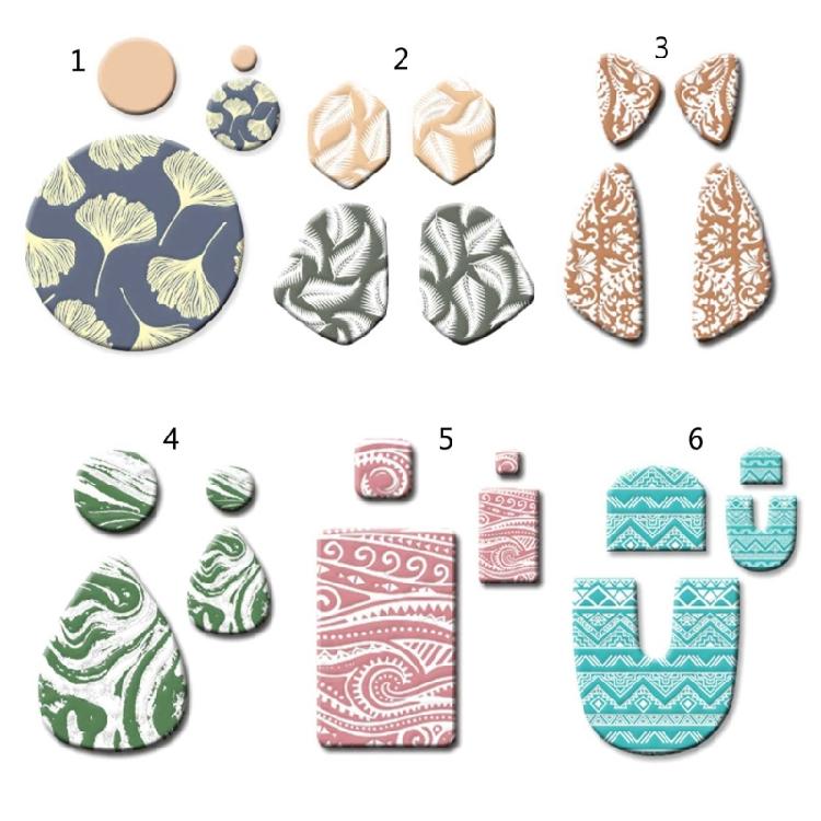 Leaf Animal Silk Screen Stencils for Clay DIY Printing On Clay Jewelry Earrings