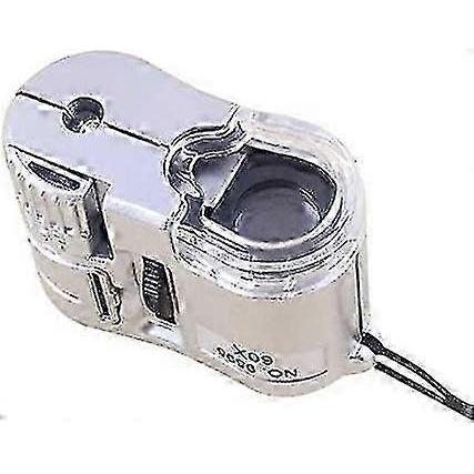 Loupe Portative 60x Microscope Détecteur de Monnaie Joaillier Avec Lumière UV(Couleur:argent)(argent)