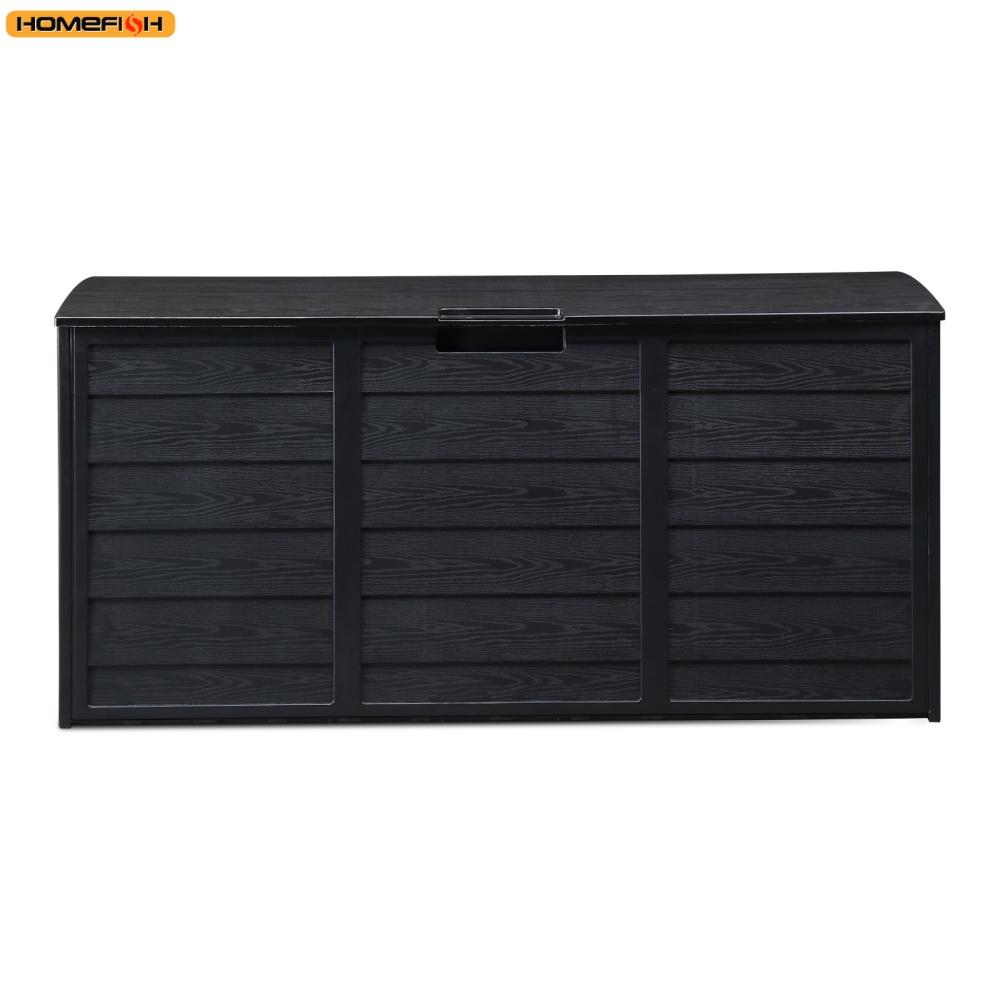 75gal 280L Outdoor Garden Plastic Storage Deck Box Chest Tools Cushions Toys Lockable Seat BLACK