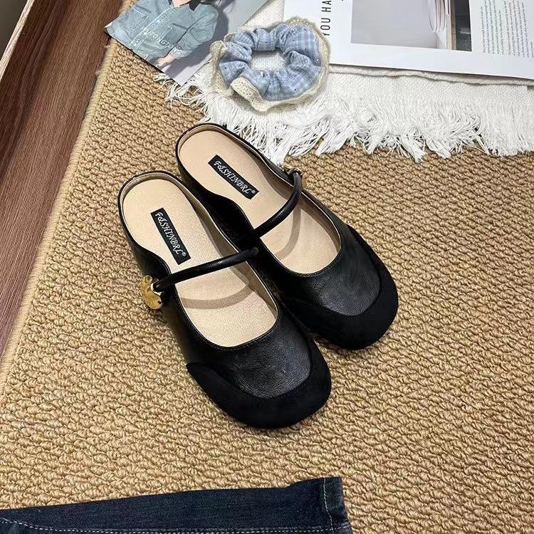 

French Inner Heightening Bag Head Half Slippers Women S Summer Outer Wear Casual Versatile One-Pedal Muller Sandals 35