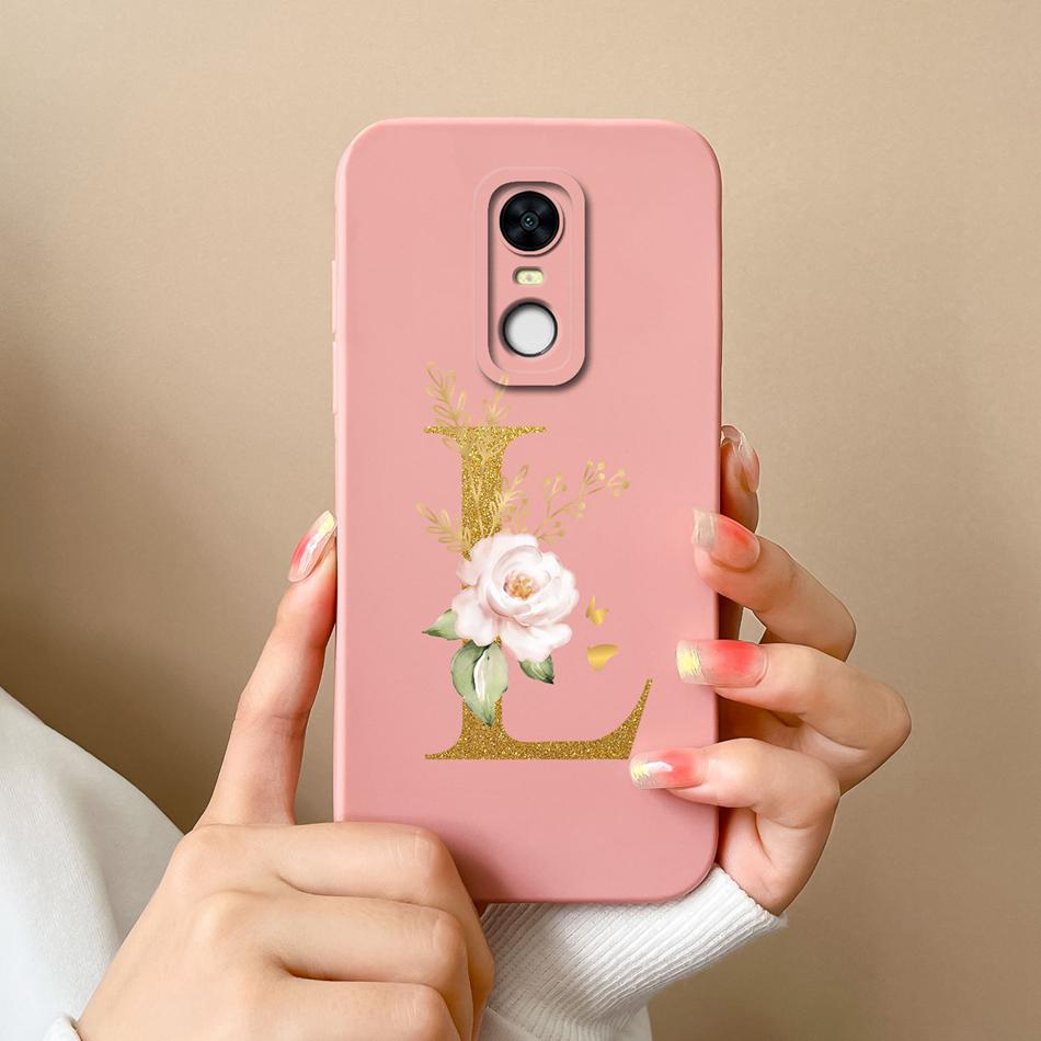 For Redmi 5 Plus Note5 Cases Shiny A-Z Letter Liquid Silicone Anti Drop Phone Protective Back Covers For Redmi5Plus Note5 Funda