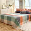 Geometric Grid Pattern Bed Sheet Set 3Pcs 100% Cotton Queen Size Bedding Set Skin-friendly Soft Bed Sheets with Pillowcases