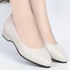 Women Cute Sweet Pointed Solid Black High Heel Soft Leather Shoes Classic  Spring Summer Soft Block Heel Pumps