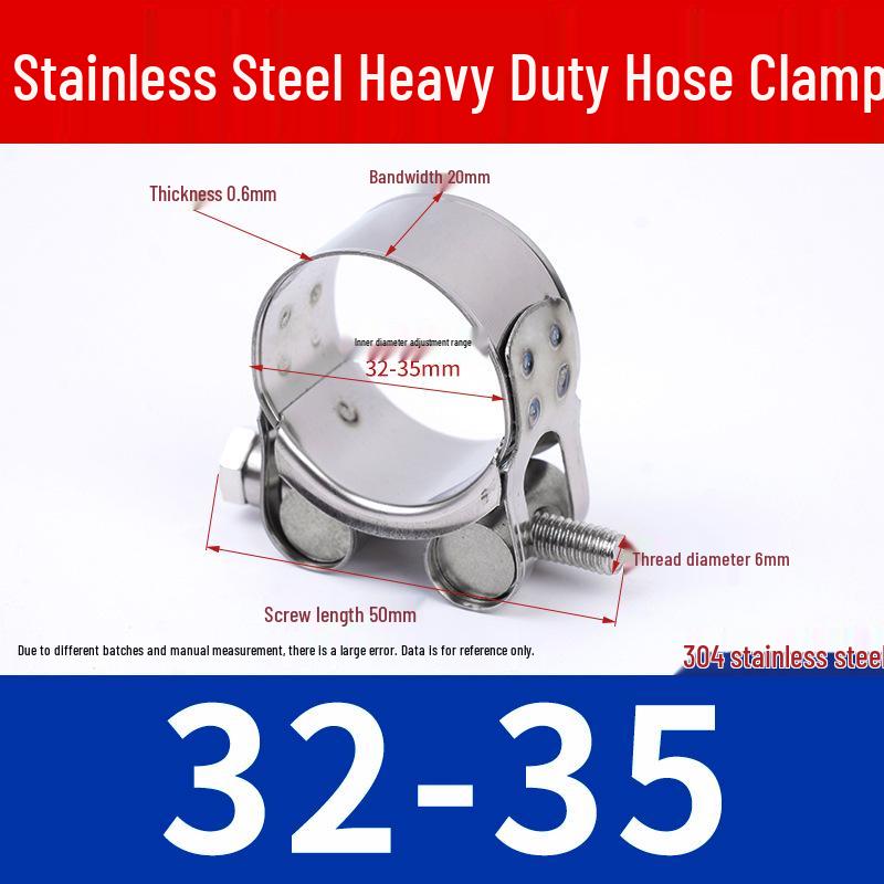 304 Stainless Steel European-Style Heavy-Duty Worm Drive Hose Clamp