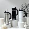 700ml Portable Stainless Steel Travel Mug With Handle Straw Lid Car Office Outdoor Use