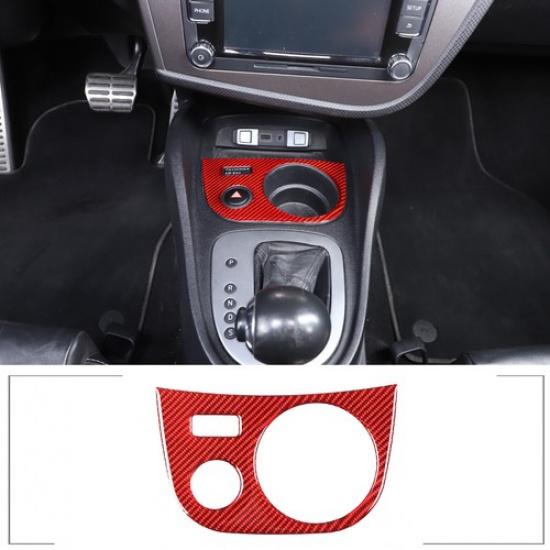 Red Carbon Fiber Warning light button frame For Seat Leon 2008-12