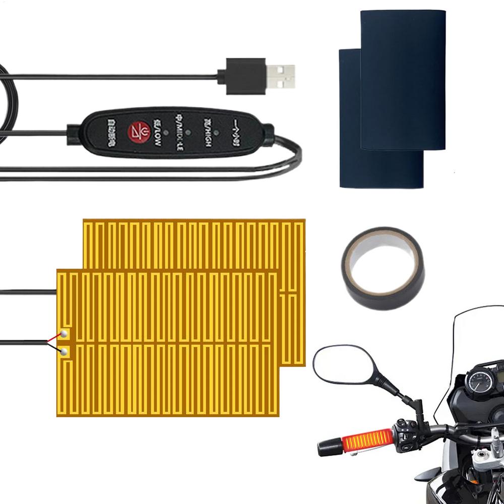 Motorcycle Grip Covers USB-Powered Warmer Warm Vehicle Heating Grips Pad For Winter Outdoor Riding Biking Touring Highway Bike