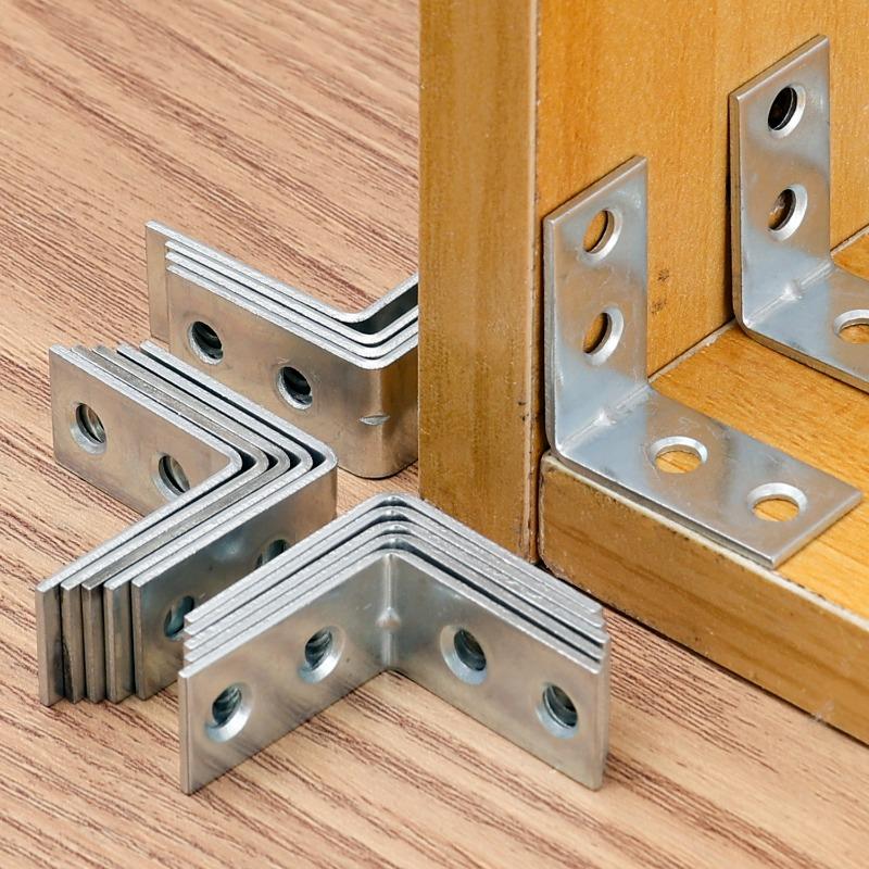 10/50Pcs L-Shaped Corner Brackets 90° Metal Corner Connector Shelf Wall Bracket Fixing Household Furniture Hardware Accessories