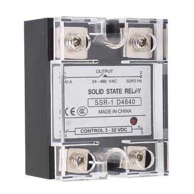 High Power SSR-1 D4840 Solid State Relay DC To AC 24-480VAC Load Voltage 40A SSR 40A Solid State Relay Industrial Systems